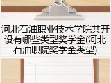 河北石油职业技术学院共开设有哪些类型奖学金(河北石油职院奖学金类型)