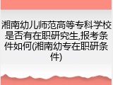 湘南幼儿师范高等专科学校是否有在职研究生,报考条件如何(湘南幼专在职研条件)