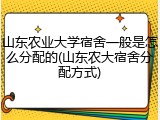 山东农业大学宿舍一般是怎么分配的(山东农大宿舍分配方式)