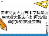 安徽商贸职业技术学院毕业生就业大致去向如何(安徽商贸职院就业去向)