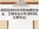 贵阳信息科技学院有哪些专业，王牌专业分析(贵科院王牌专业)