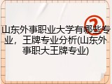 山东外事职业大学有哪些专业，王牌专业分析(山东外事职大王牌专业)