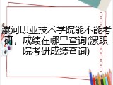 漯河职业技术学院能不能考研，成绩在哪里查询(漯职院考研成绩查询)