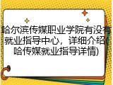 哈尔滨传媒职业学院有没有就业指导中心，详细介绍(哈传媒就业指导详情)