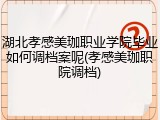 湖北孝感美珈职业学院毕业如何调档案呢(孝感美珈职院调档)
