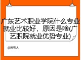 广东艺术职业学院什么专业就业比较好，原因是啥(广艺职院就业优势专业)