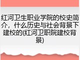 红河卫生职业学院的校史简介，什么历史与社会背景下建校的(红河卫职院建校背景)