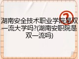 湖南安全技术职业学院是双一流大学吗?(湖南安职院是双一流吗)