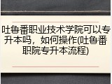 吐鲁番职业技术学院可以专升本吗，如何操作(吐鲁番职院专升本流程)