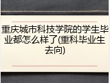 重庆城市科技学院的学生毕业都怎么样了(重科毕业生去向)