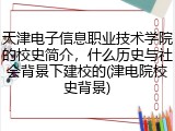 天津电子信息职业技术学院的校史简介，什么历史与社会背景下建校的(津电院校史背景)