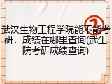 武汉生物工程学院能不能考研，成绩在哪里查询(武生院考研成绩查询)