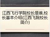 江西飞行学院校长是谁,校长基本介绍(江西飞院校长简介)