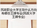 民政职业大学主攻什么方向有哪些王牌专业(民政大学王牌专业)
