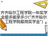 齐齐哈尔工程学院一年奖学金最多能拿多少("齐齐哈尔工程学院最高奖学金")