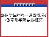 亳州学院的专业设置概况介绍(亳州学院专业概况)