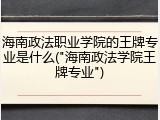 海南政法职业学院的王牌专业是什么("海南政法学院王牌专业")