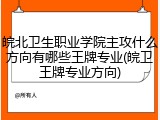 皖北卫生职业学院主攻什么方向有哪些王牌专业(皖卫王牌专业方向)