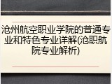 沧州航空职业学院的普通专业和特色专业详解(沧职航院专业解析)