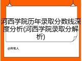 河西学院历年录取分数线深度分析(河西学院录取分解析)