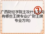 广西财经学院主攻什么方向有哪些王牌专业(广财王牌专业方向)