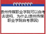 贵州传媒职业学院可以自考去读吗，为什么(贵州传媒职业学院自考原因)