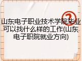 山东电子职业技术学院毕业可以找什么样的工作(山东电子职院就业方向)