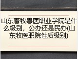 山东畜牧兽医职业学院是什么级别，公办还是民办(山东牧医职院性质级别)