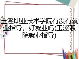 玉溪职业技术学院有没有就业指导，好就业吗(玉溪职院就业指导)