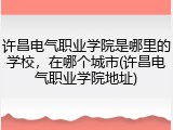 许昌电气职业学院是哪里的学校，在哪个城市(许昌电气职业学院地址)