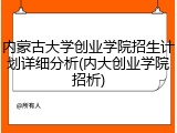内蒙古大学创业学院招生计划详细分析(内大创业学院招析)