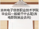 吉林电子信息职业技术学院毕业后一般能干什么呢(吉电职院就业去向)