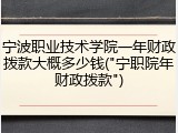 宁波职业技术学院一年财政拨款大概多少钱("宁职院年财政拨款")