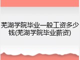 芜湖学院毕业一般工资多少钱(芜湖学院毕业薪资)