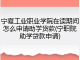 宁夏工业职业学院在读期间怎么申请助学贷款(宁职院助学贷款申请)
