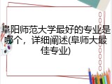 阜阳师范大学最好的专业是哪个，详细阐述(阜师大最佳专业)