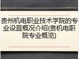 贵州机电职业技术学院的专业设置概况介绍(贵机电职院专业概览)
