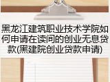 黑龙江建筑职业技术学院如何申请在读间的创业无息贷款(黑建院创业贷款申请)