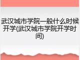 武汉城市学院一般什么时候开学(武汉城市学院开学时间)