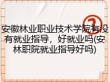安徽林业职业技术学院有没有就业指导，好就业吗(安林职院就业指导好吗)