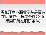黑龙江商业职业学院是否有在职研究生,报考条件如何(黑商职院在职研条件)