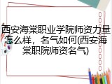 西安海棠职业学院师资力量怎么样，名气如何(西安海棠职院师资名气)