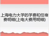 上海电力大学的学费和住宿费明细(上电大费用明细)