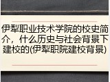 伊犁职业技术学院的校史简介，什么历史与社会背景下建校的(伊犁职院建校背景)