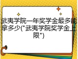 武夷学院一年奖学金最多能拿多少("武夷学院奖学金上限")