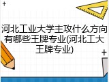 河北工业大学主攻什么方向有哪些王牌专业(河北工大王牌专业)