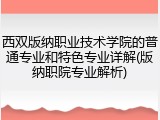 西双版纳职业技术学院的普通专业和特色专业详解(版纳职院专业解析)
