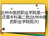 达州中医药职业学院是一本还是本科第二批(达州中医药职业学院批次)