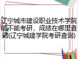 辽宁城市建设职业技术学院能不能考研，成绩在哪里查询(辽宁城建学院考研查询)