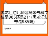 黑龙江幼儿师范高等专科学校是985还是211(黑龙江幼专是985吗)